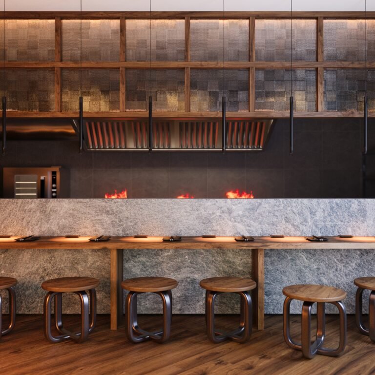 denge stools in a japanese restaurant